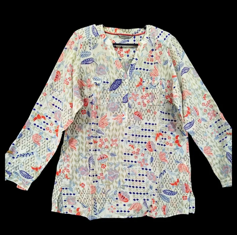 Streetwear Casual Shirt Wanita multicolor white photo 1