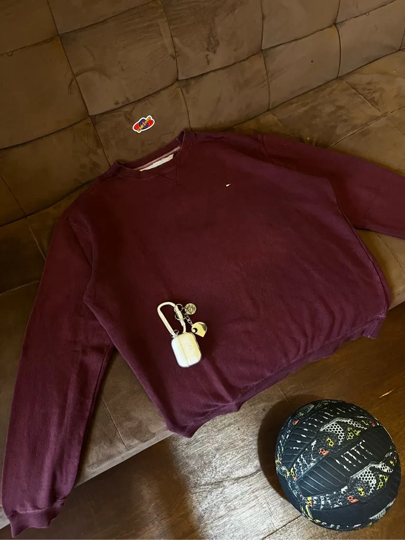Tommy Hilfiger Luxury Minimalist Sweatshirt Pria burgundy photo 1