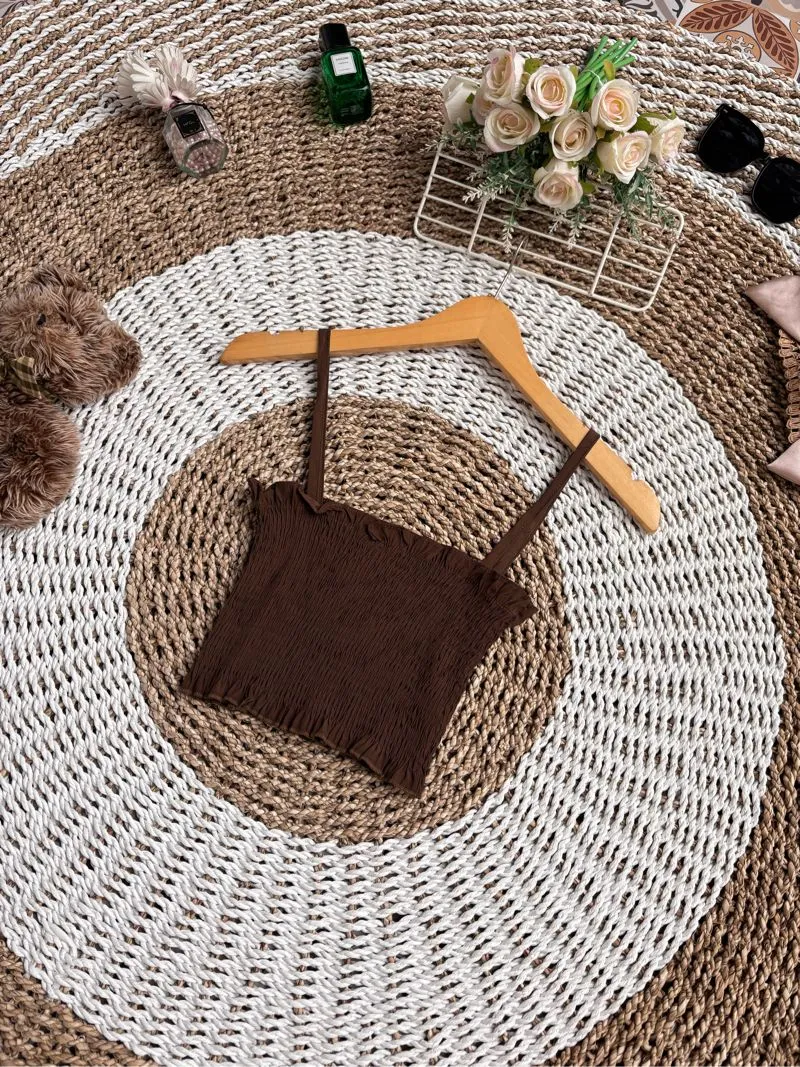 Casual Crop top Wanita brown photo 1