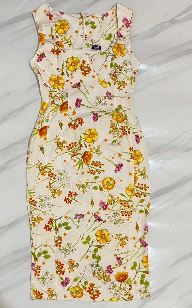 Dolce & Gabbana Luxury Midi dress Wanita multicolor cream photo 1