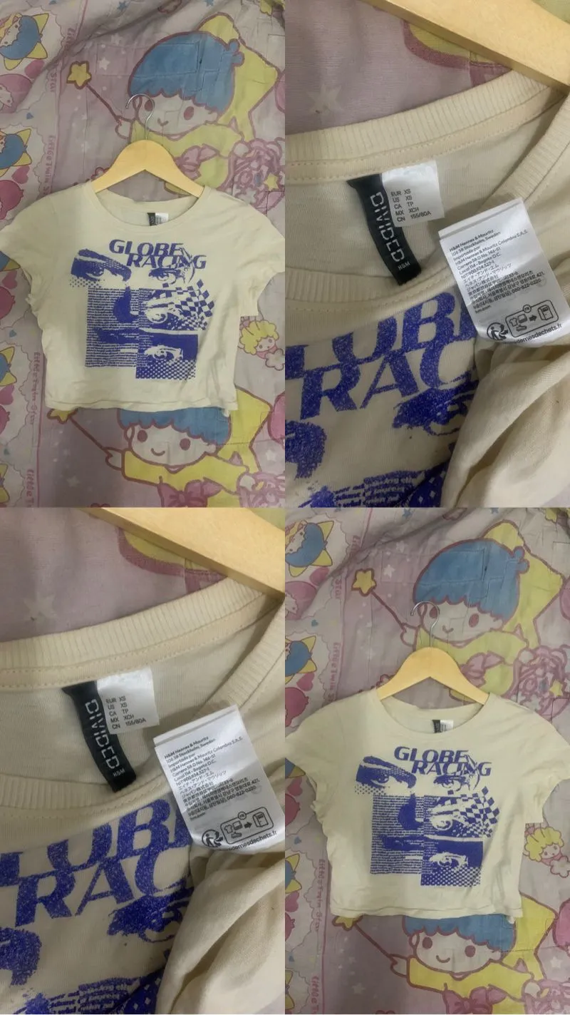 H&M Fairy Crop top Wanita cream photo 1