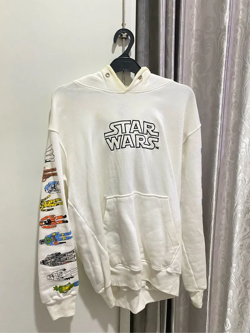 H&M Grunge Casual Hoody Pria white photo 1