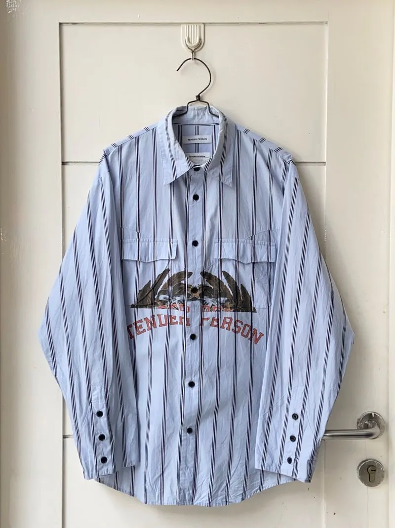 Japanese brand Casual Casual shirt Pria blue photo 1