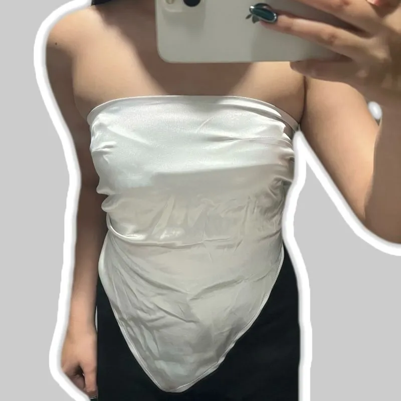 Y2K Casual Crop top Wanita white photo 1