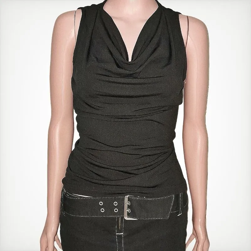 Y2K Casual Crop top Wanita black photo 1
