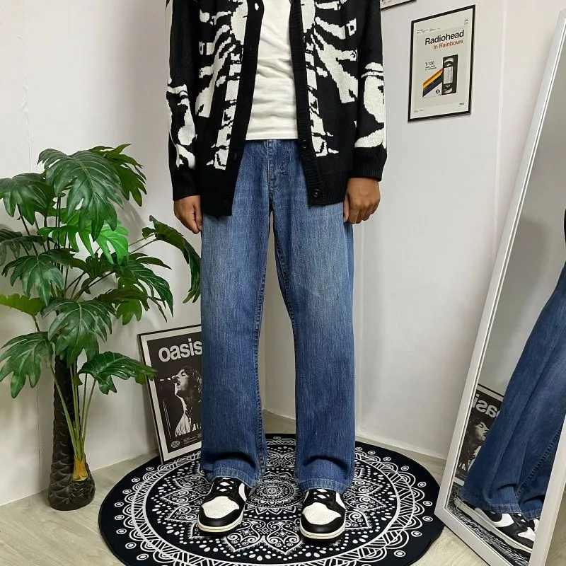 Japanese brand Streetwear Y2K Jeans Pria blue photo 1