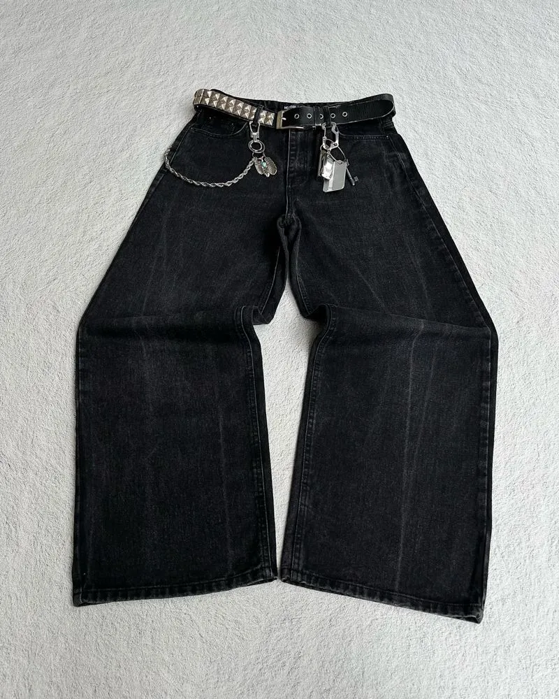 Streetwear Y2K Jeans Pria black photo 1