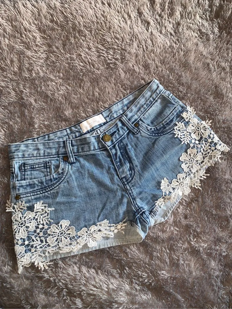 Casual Short Wanita white blue photo 1