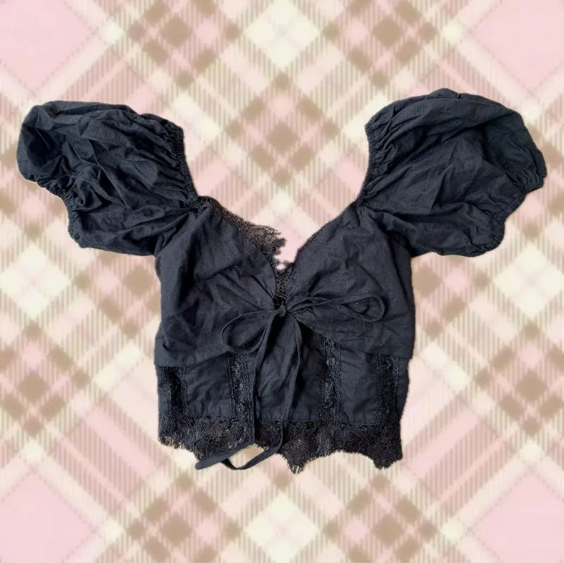 Coquette Casual Crop top Wanita black photo 1
