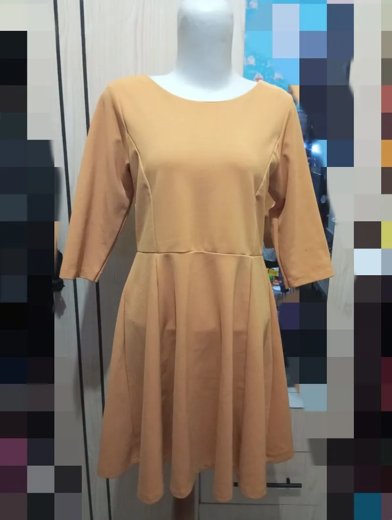 Vintage Midi dress Wanita orange yellow photo 1