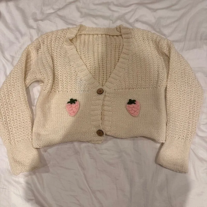 Minimalist Casual Cardigan Wanita pink cream photo 1