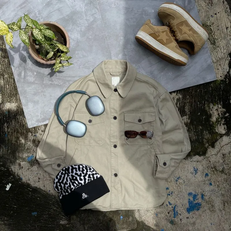 H&M Grunge Indie Denim jacket Pria khaki photo 1