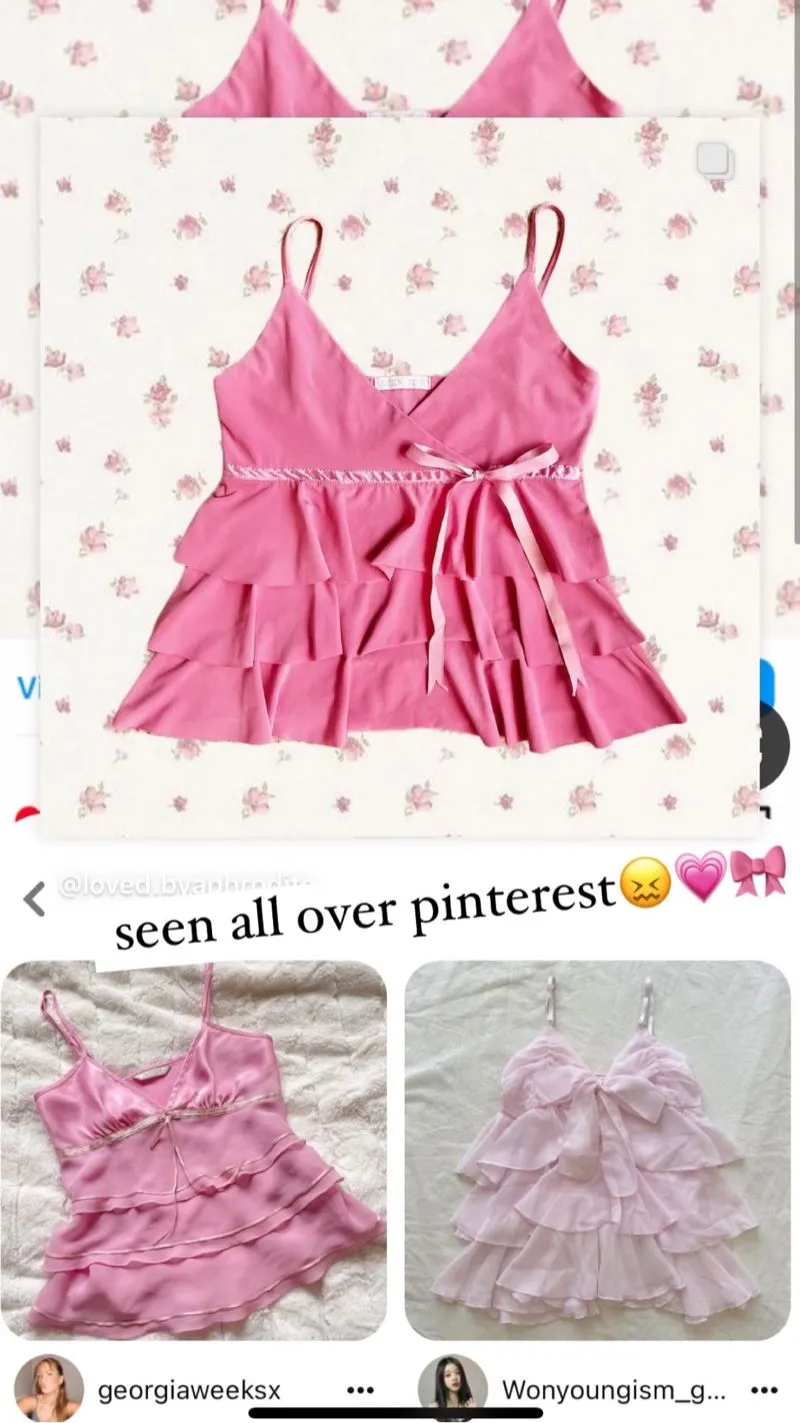Y2K Coquette Cami top Wanita pink photo 1