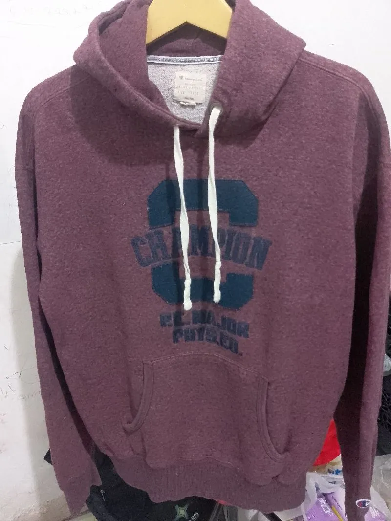 Champion Casual Hoody Pria burgundy brown photo 1