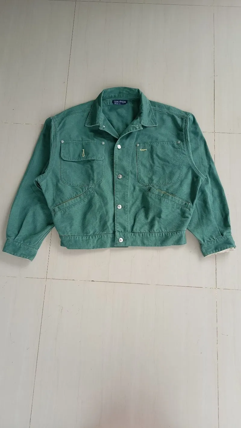 Nautica Vintage Streetwear Denim jacket Pria green photo 1