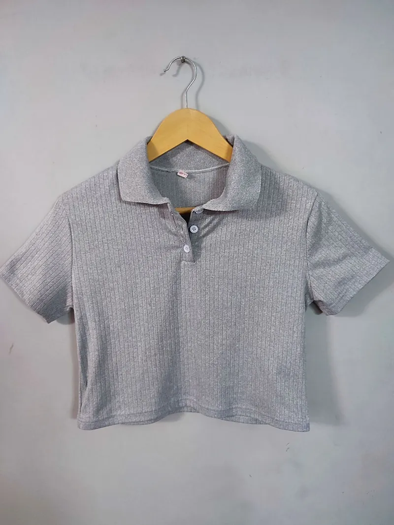 Crop top Wanita gray photo 1