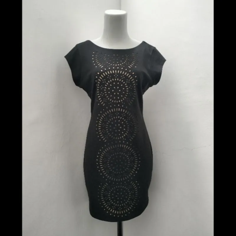 Minimalist Bodycon dress Wanita tan black photo 1