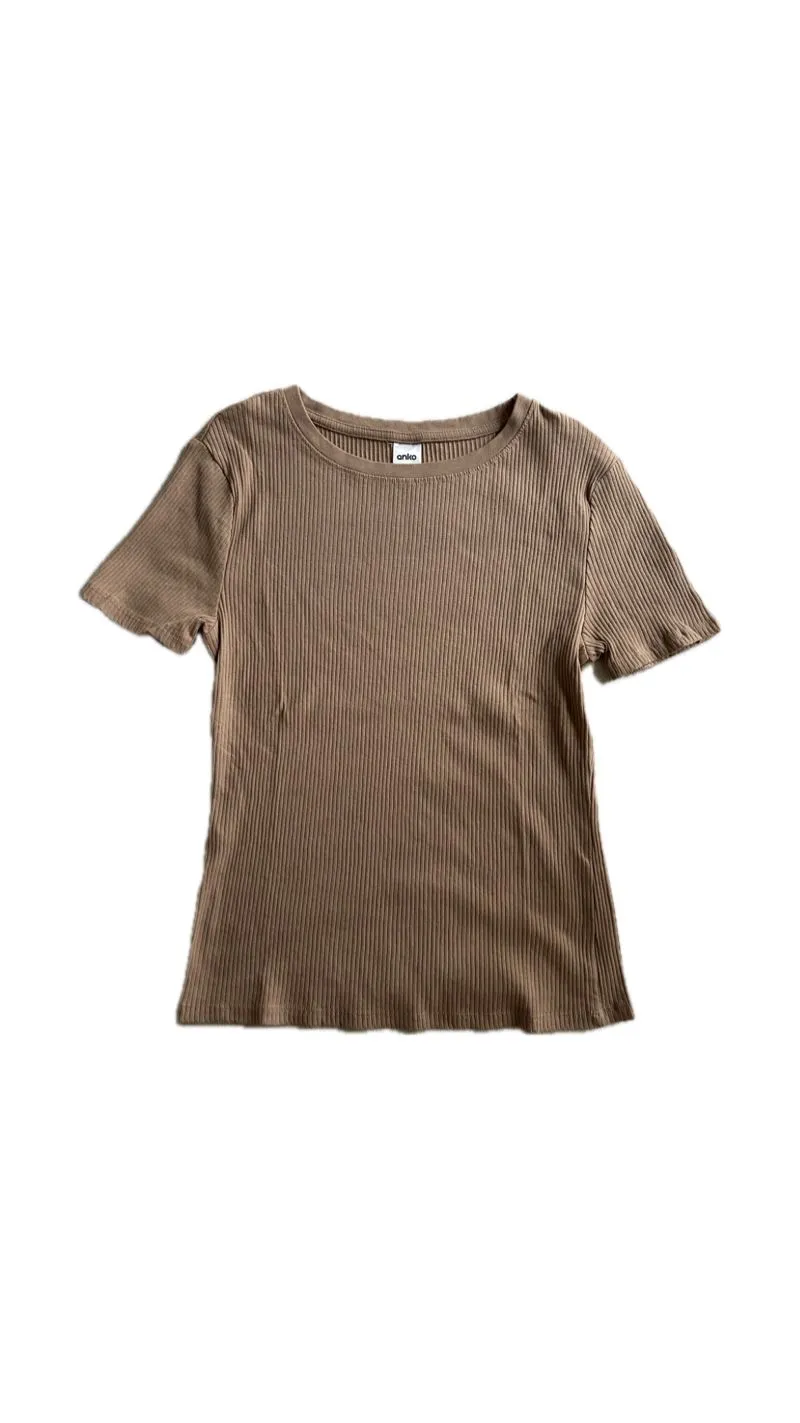 Anko Minimalist Casual T-shirt Wanita tan cream photo 1