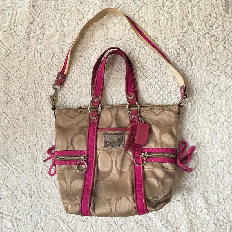 Coach Vintage Coquette Tote bag Wanita tan pink photo 1
