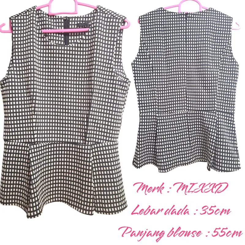 Blouse Wanita white black photo 1