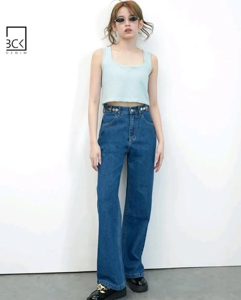 BCK Denim Casual High waisted jeans Wanita navy photo 1