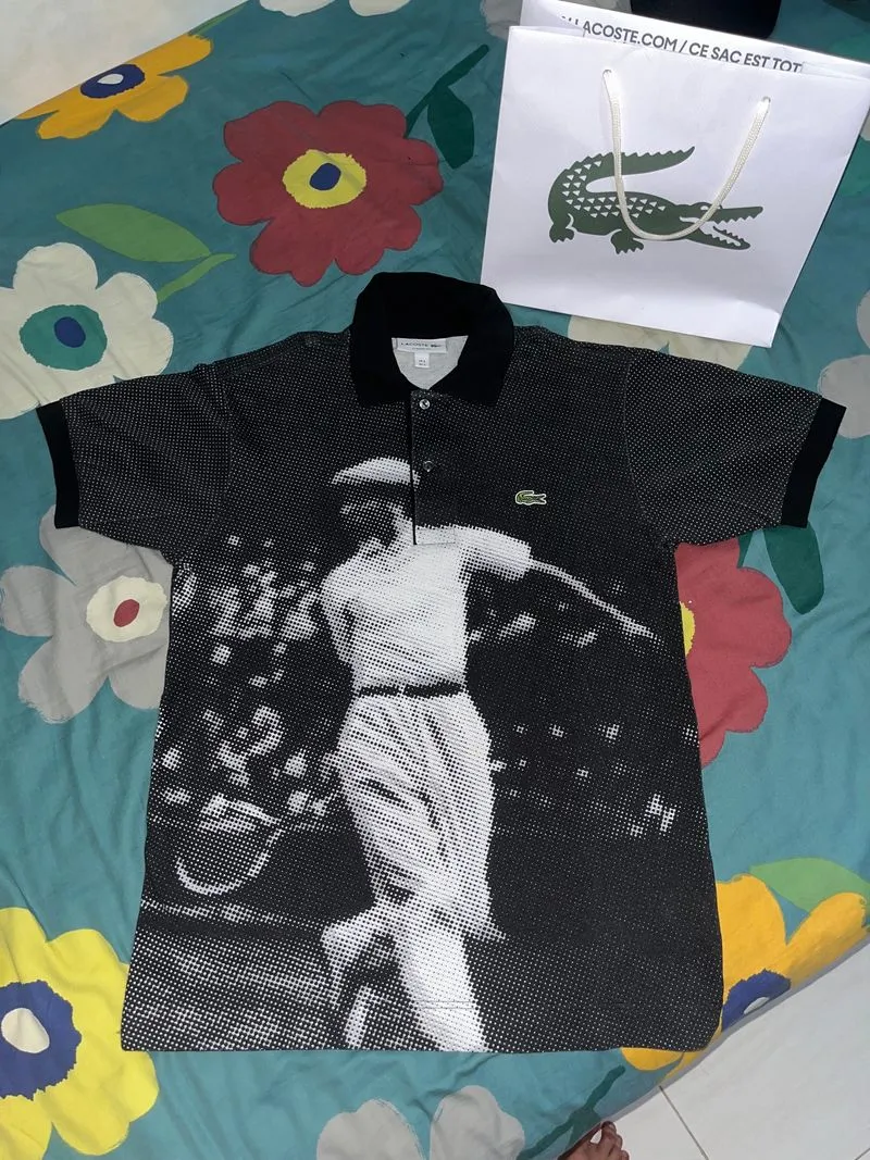 Lacoste Streetwear Casual Polo shirt Pria white black photo 1