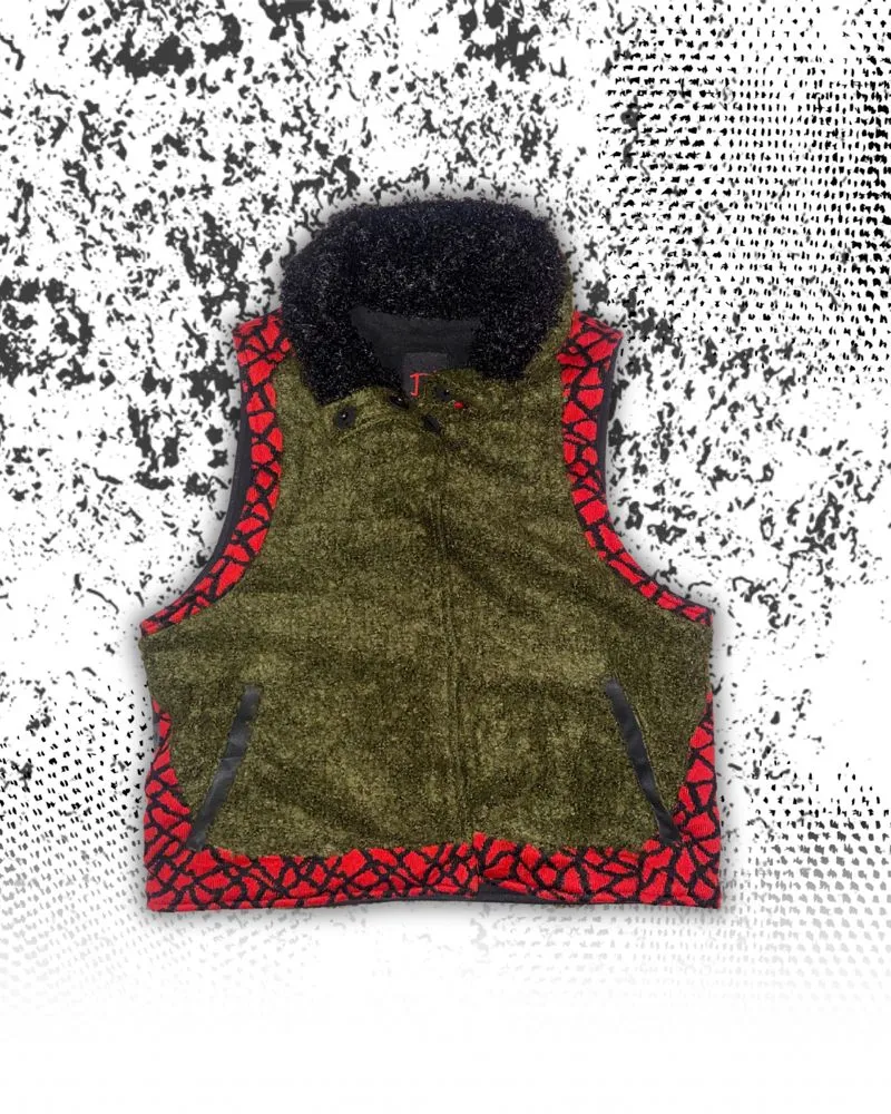 Y2K Grunge Vest Wanita green red photo 1