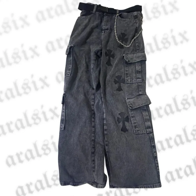Streetwear Y2K Jeans Pria gray photo 1