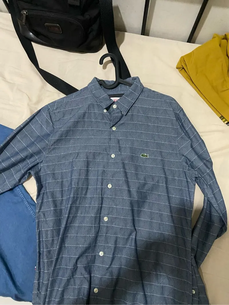 Lacoste Minimalist Formal shirt Pria black gray photo 1
