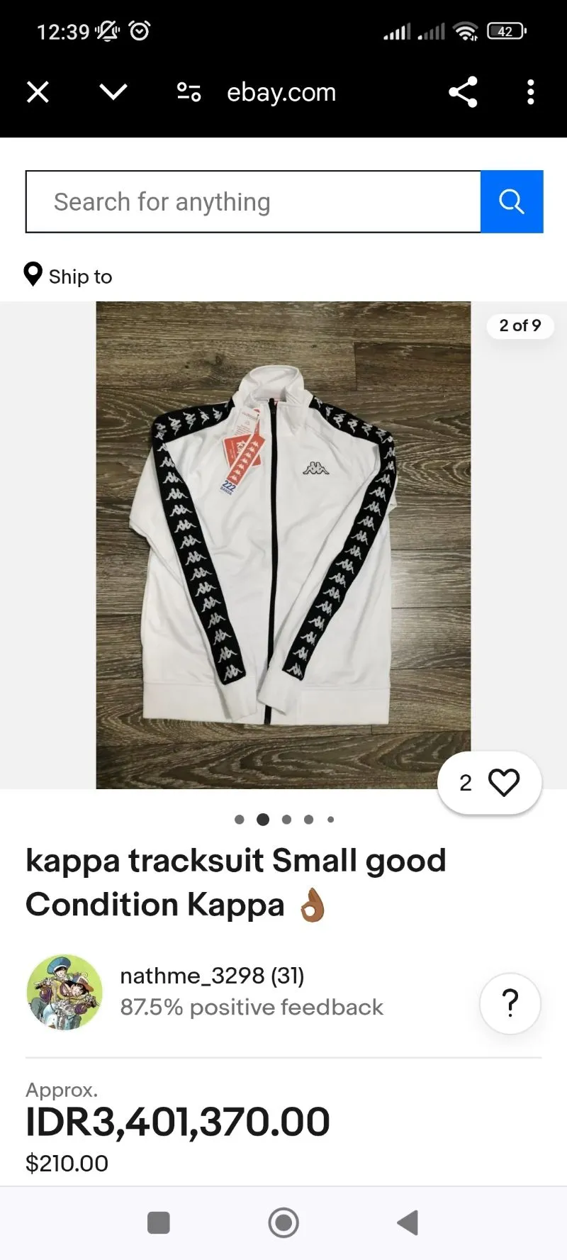 Kappa Vintage Casual Track jacket Pria white black