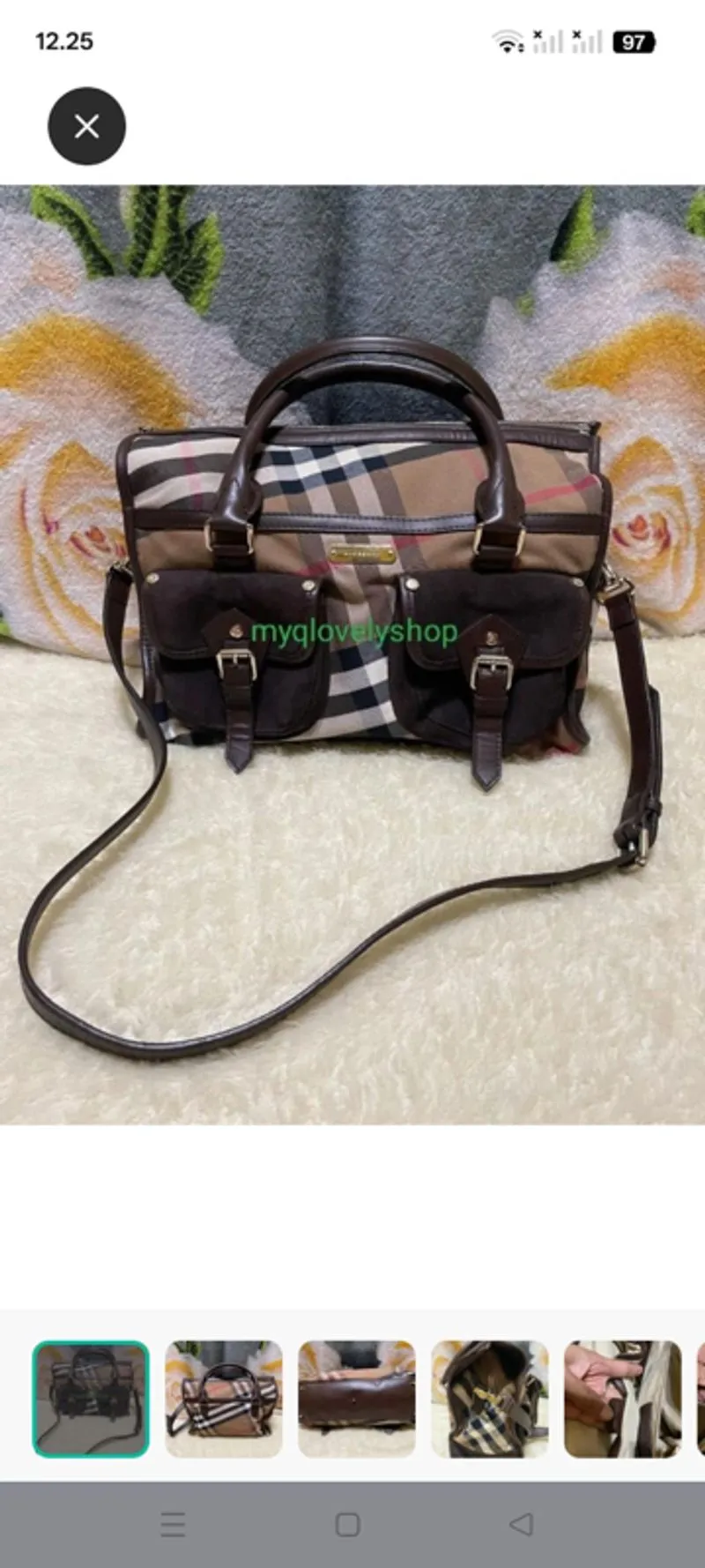 Burberry Vintage Messenger bags & Satchel Wanita tan brown photo 1