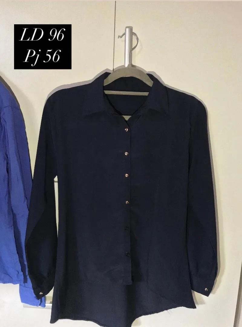Minimalist Casual Shirt Wanita gold navy photo 1