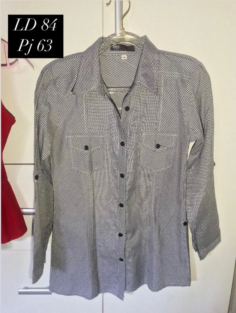 Minimalist Casual Shirt Wanita black gray photo 1