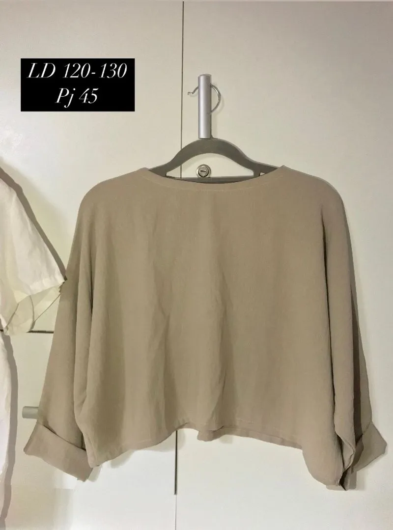 Grunge Indie Crop top Wanita tan gray photo 1
