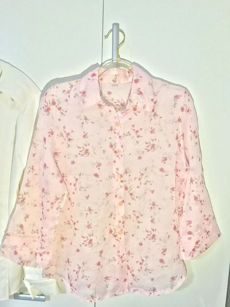 Fairy Coquette Shirt Wanita white pink photo 1