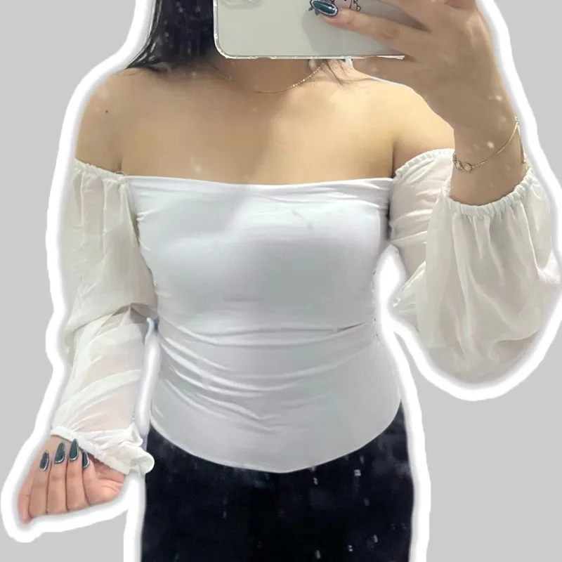Casual Crop top Wanita white photo 1