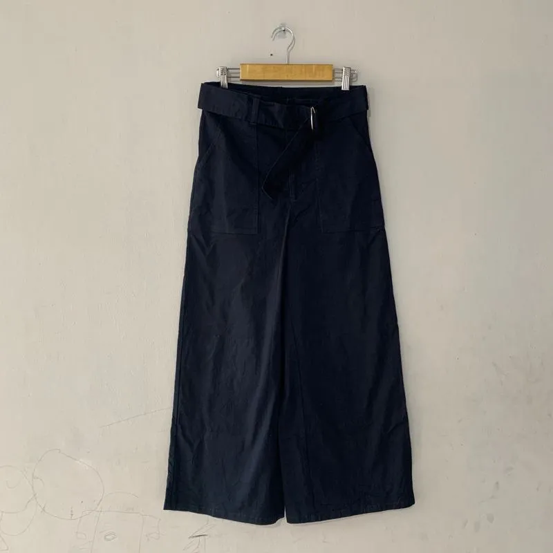 Uniqlo Luxury Casual Wide leg jeans Wanita navy black photo 1
