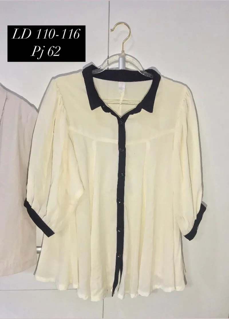 Luxury Casual Blouse Wanita black cream photo 1