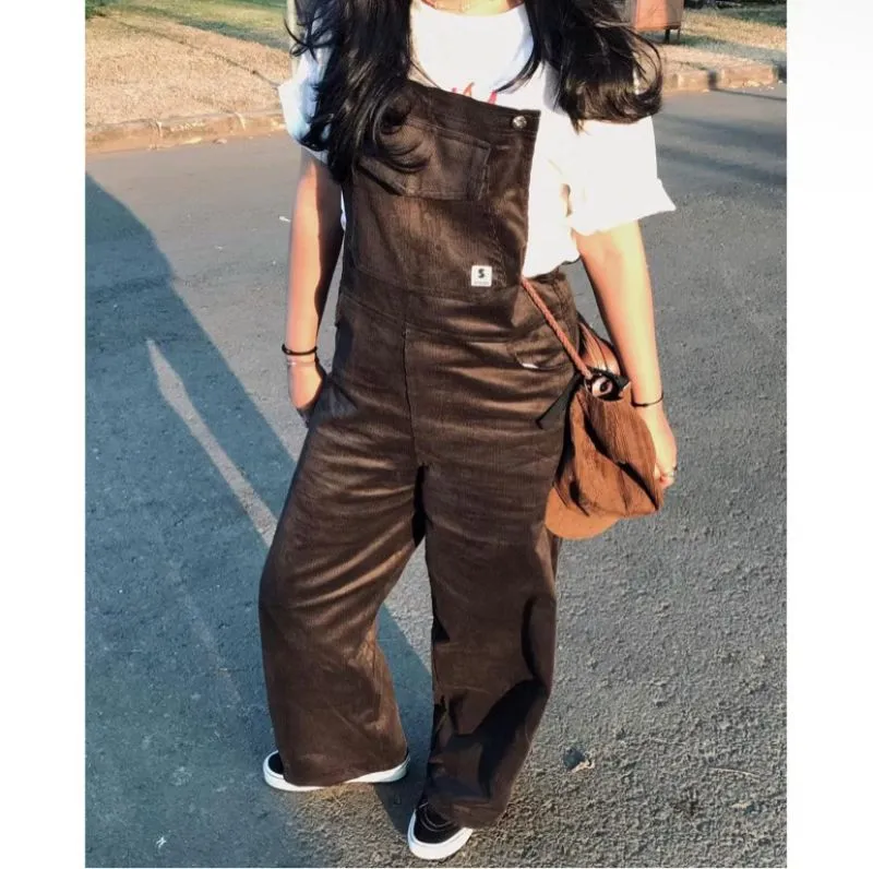 Vintage Y2K Jumpsuit Wanita brown photo 1