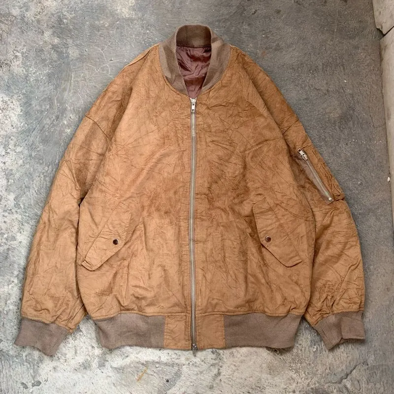 Japanese brand Streetwear Casual Bomber jacket Pria tan brown photo 1