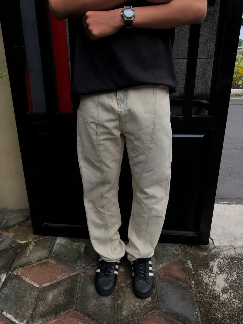 Vintage Streetwear Jeans Pria cream photo 1