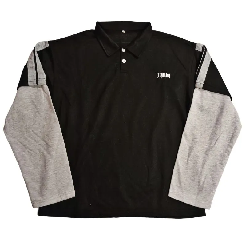 Streetwear Y2K Casual shirt Pria black gray photo 1