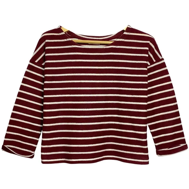 Minimalist Casual T-shirt Wanita burgundy photo 1