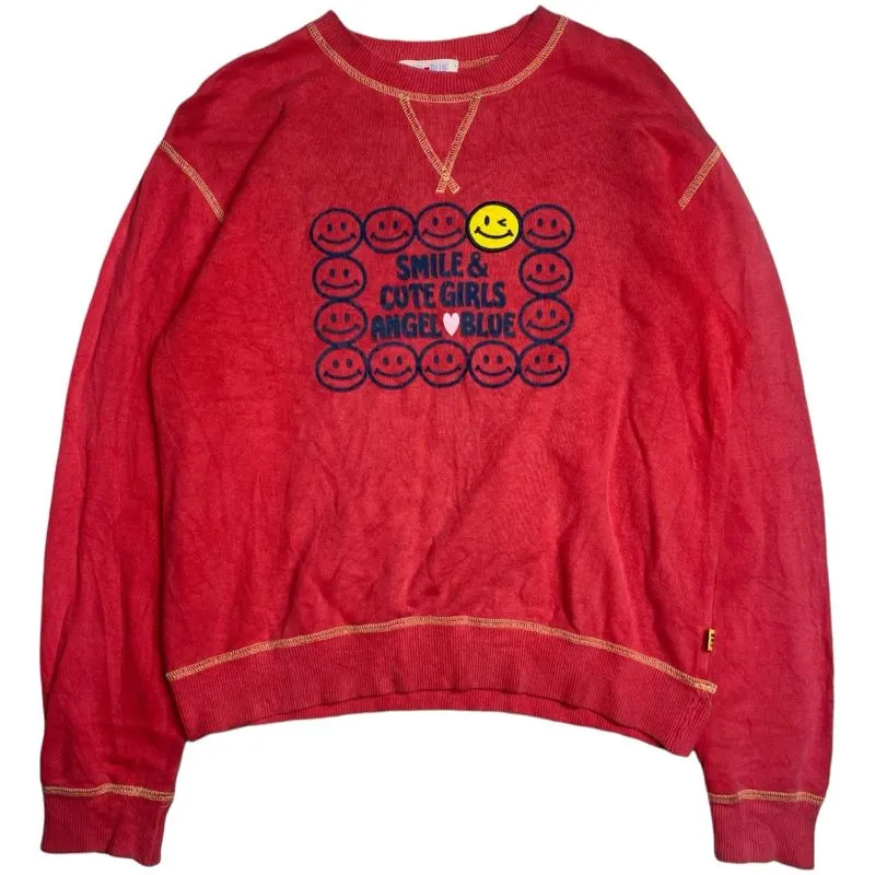 Angel Blue Vintage Y2K Sweatshirt Wanita red photo 1