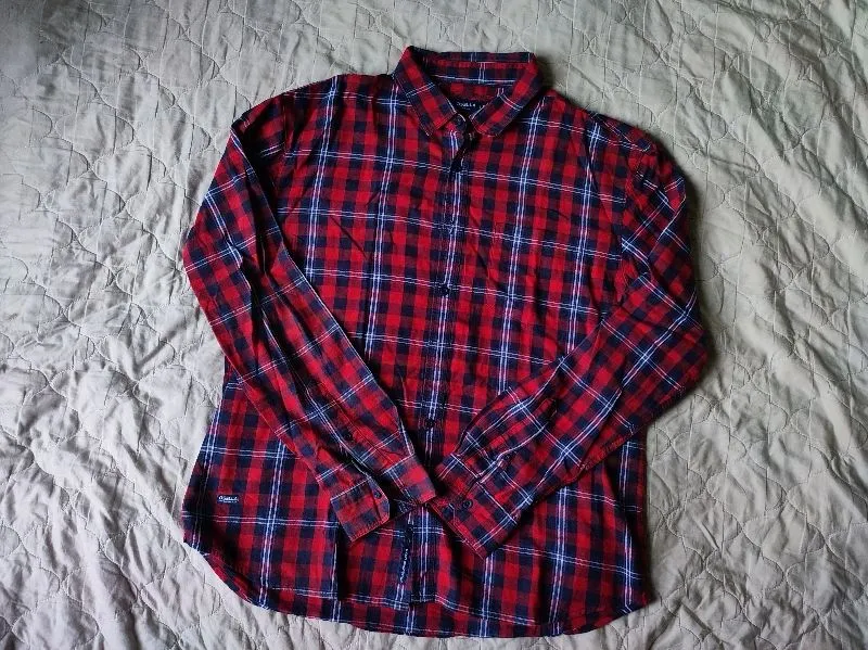 Vintage Goth Formal shirt Pria red black photo 1