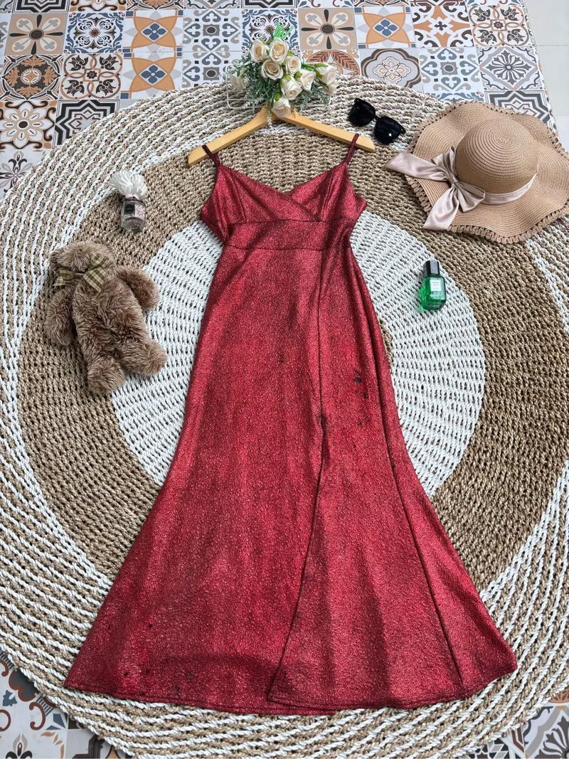 Luxury Prom dress Wanita burgundy red photo 1