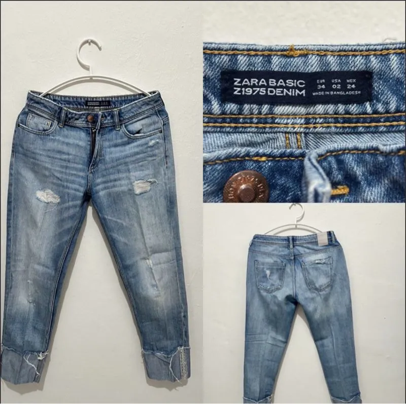 ZARA Casual Ripped jeans Wanita blue photo 1