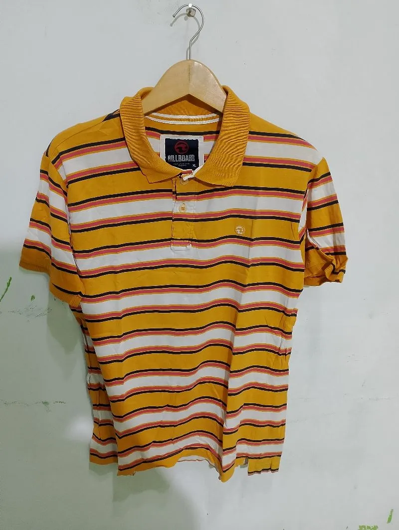 Casual Polo shirt Pria white yellow photo 1