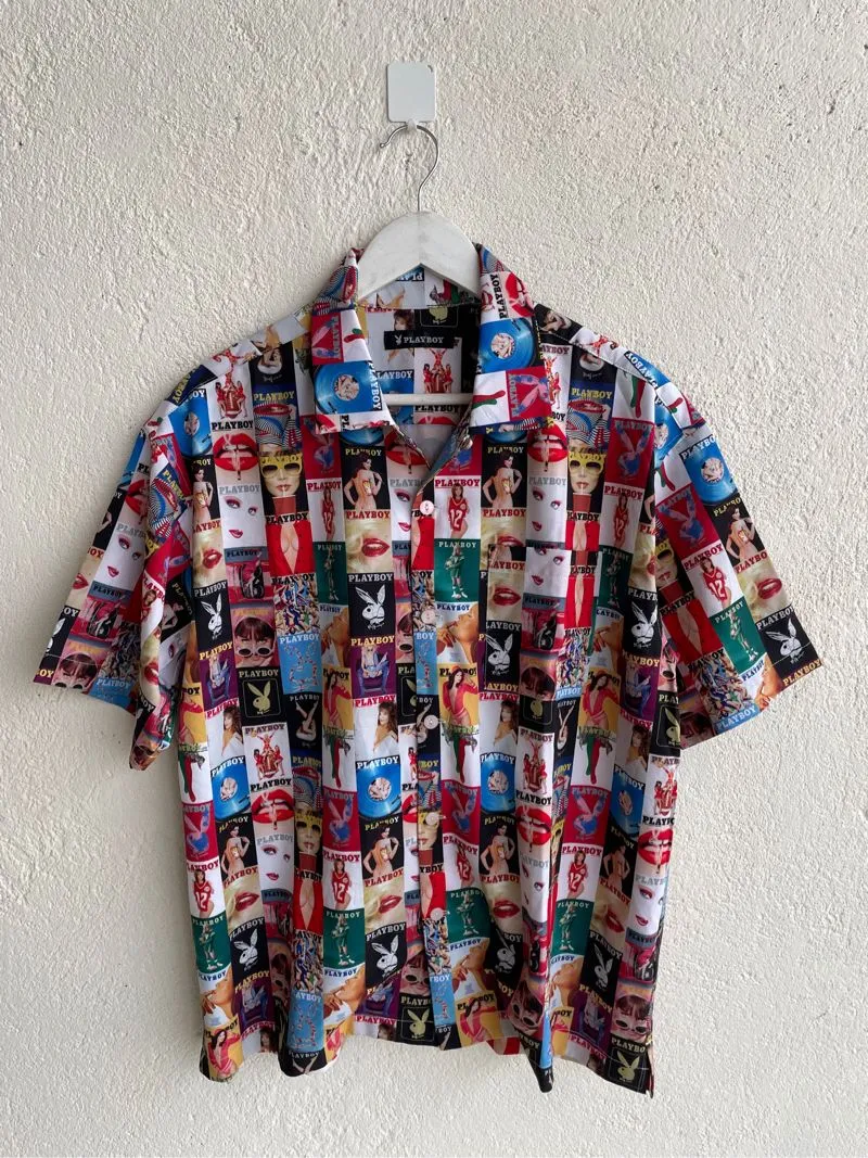 Playboy Y2K Luxury Formal shirt Pria white black photo 1