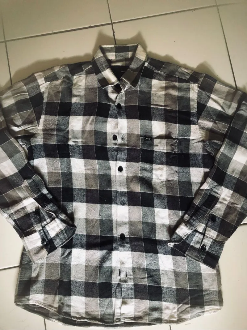 Hurley Skater Casual shirt Pria white black photo 1